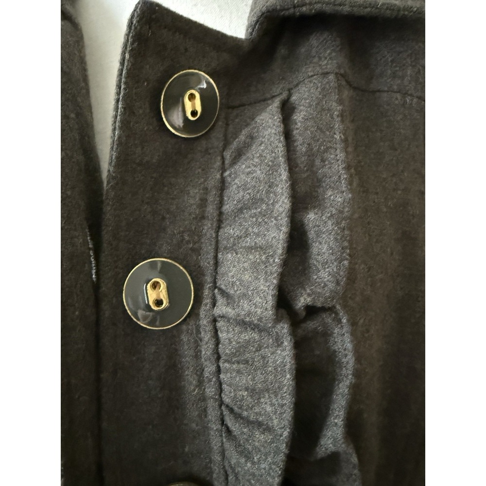 Anthropologie Tabitha Olive Wool Blend Ruffle Jacket Coat Size‎ 10 Wool Blend - Picture 2 of 6